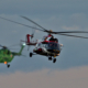 Russian Helicopters zeigte seine komplette Typenpalette, hier ein Mi-171A2 gefolgt von einem Mi-38. Foto MAKS Aerosalon